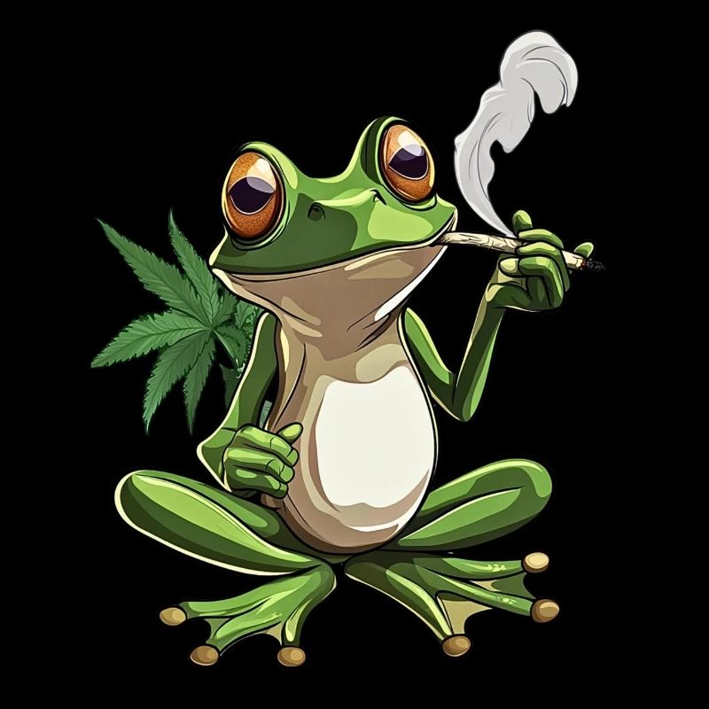 Frog with Joint and Cannabis Leaf - Weed Frog D