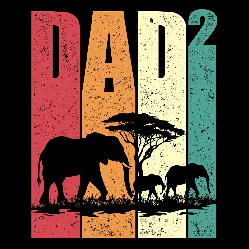 Elephant Two Kids Dad High 2 Father's Day Gift