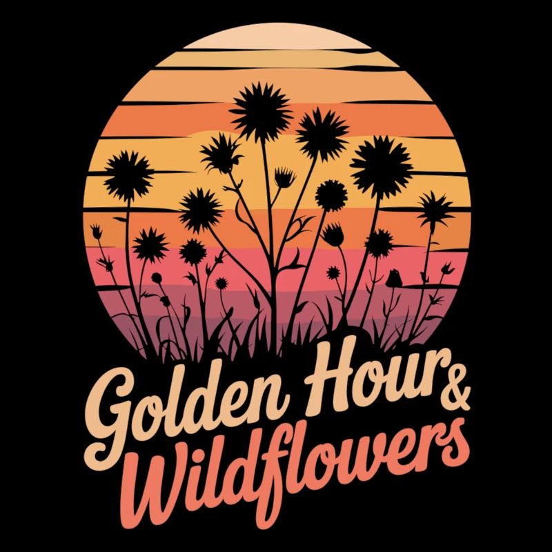 Fleurs sauvages et coucher de soleil