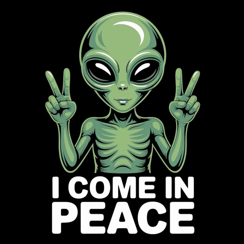 Alien mit Friedenszeichen