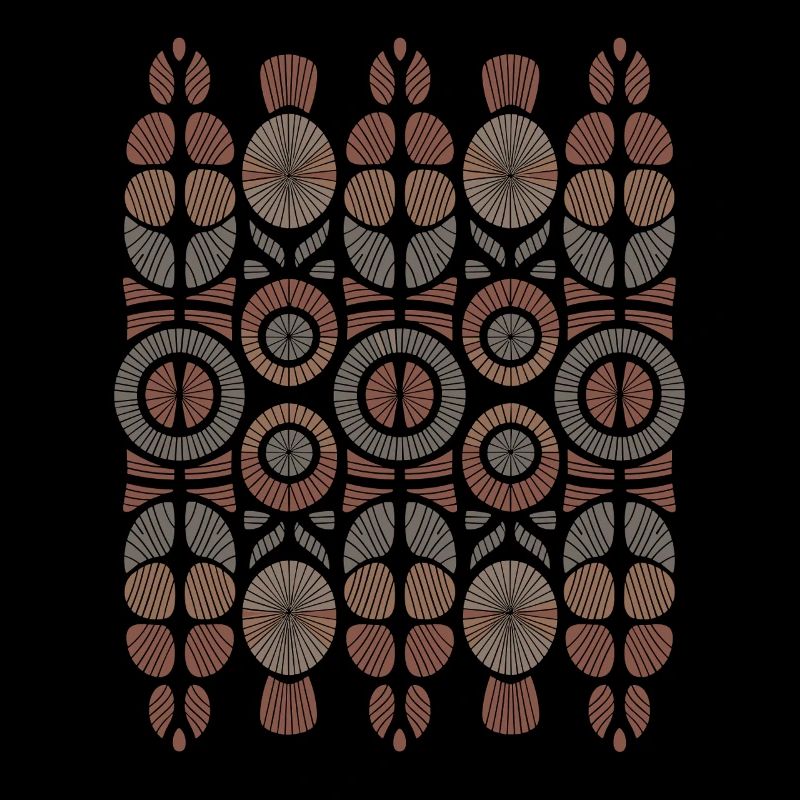 African Boho Pattern Circles and Leaves