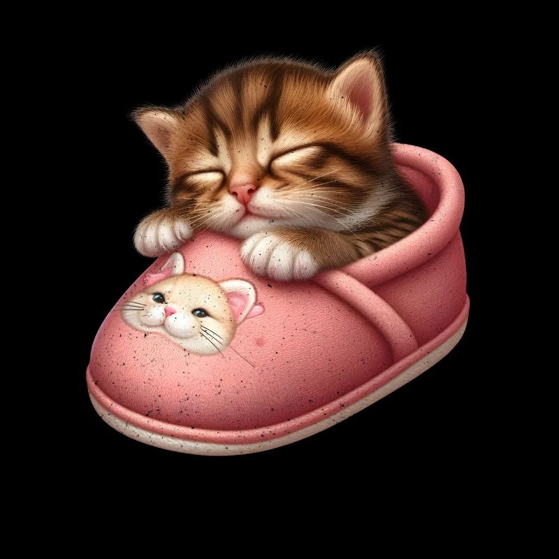 Cat kitten sleeping in shoe