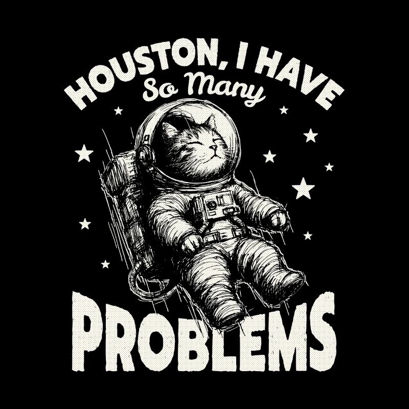 Houston I Have So Many Problems Funny Space Cat