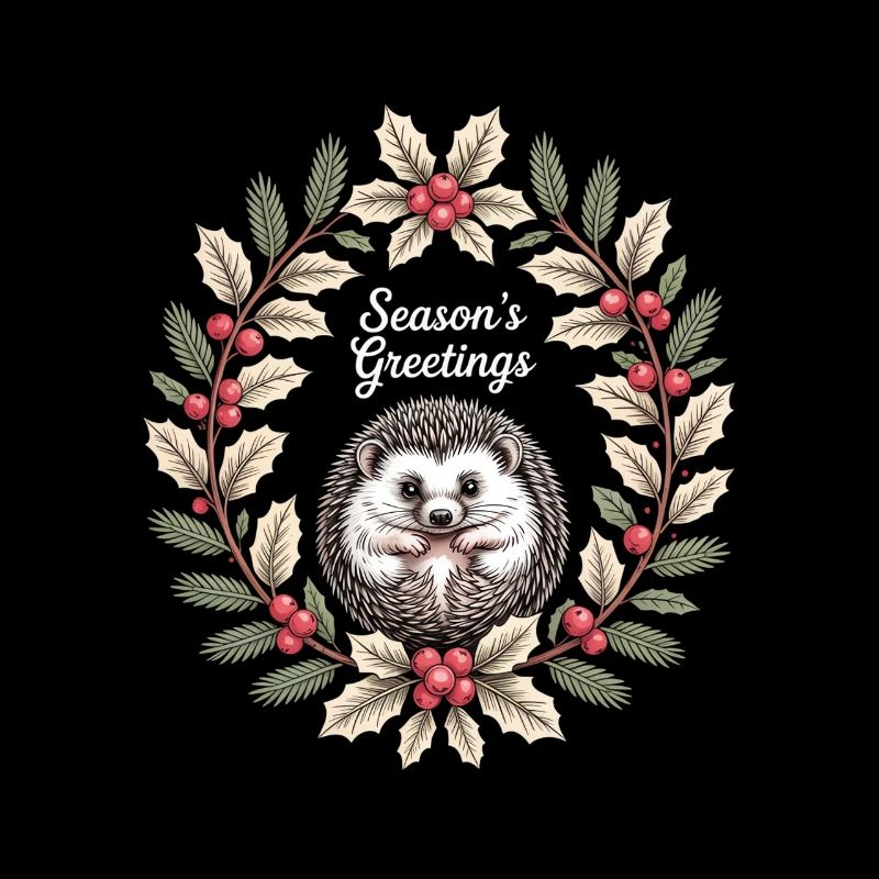 Seasons Greetings Igel Weihnachtskranz Winter