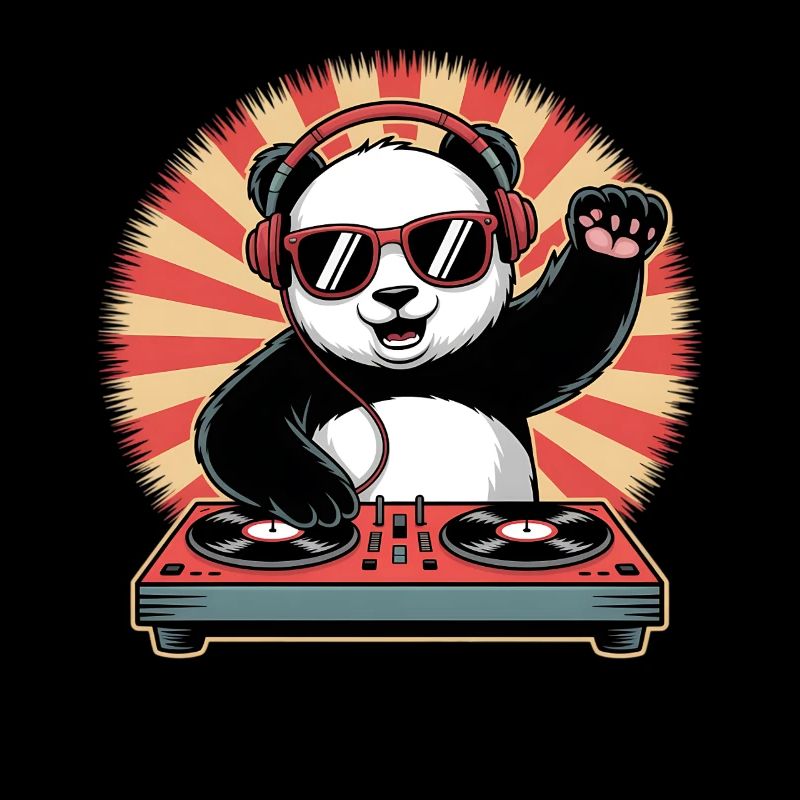 Panda DJ mit Kopfhörern