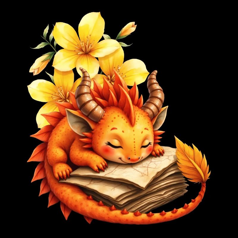 Sleepy Dragon on Autumn Book