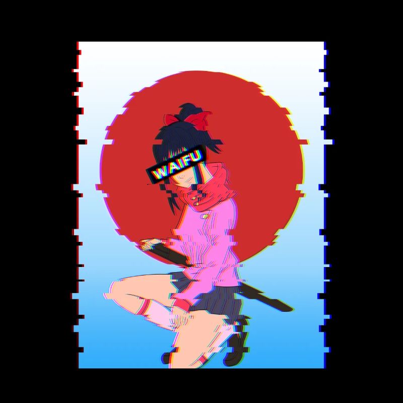 Waifu Samouraï Glitch : Esthétique Vaporwave