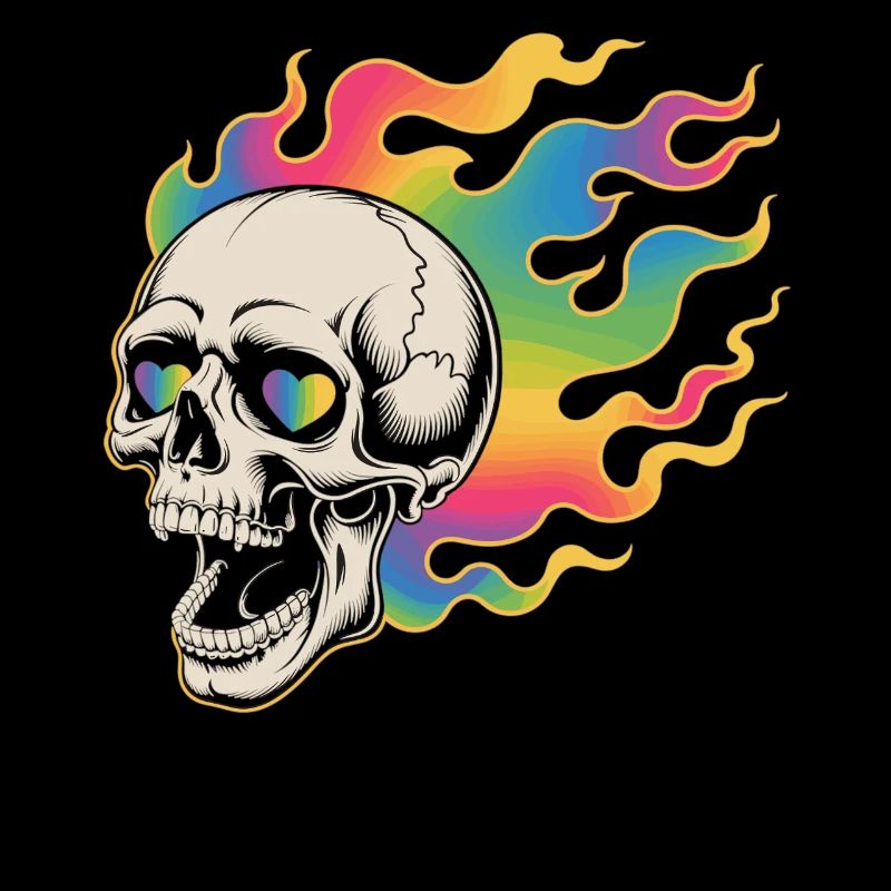 Psychedelic skull in fire design