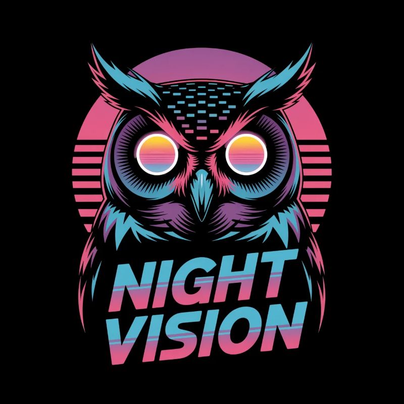 Night Vision Eule Retro Synthwave Nacht