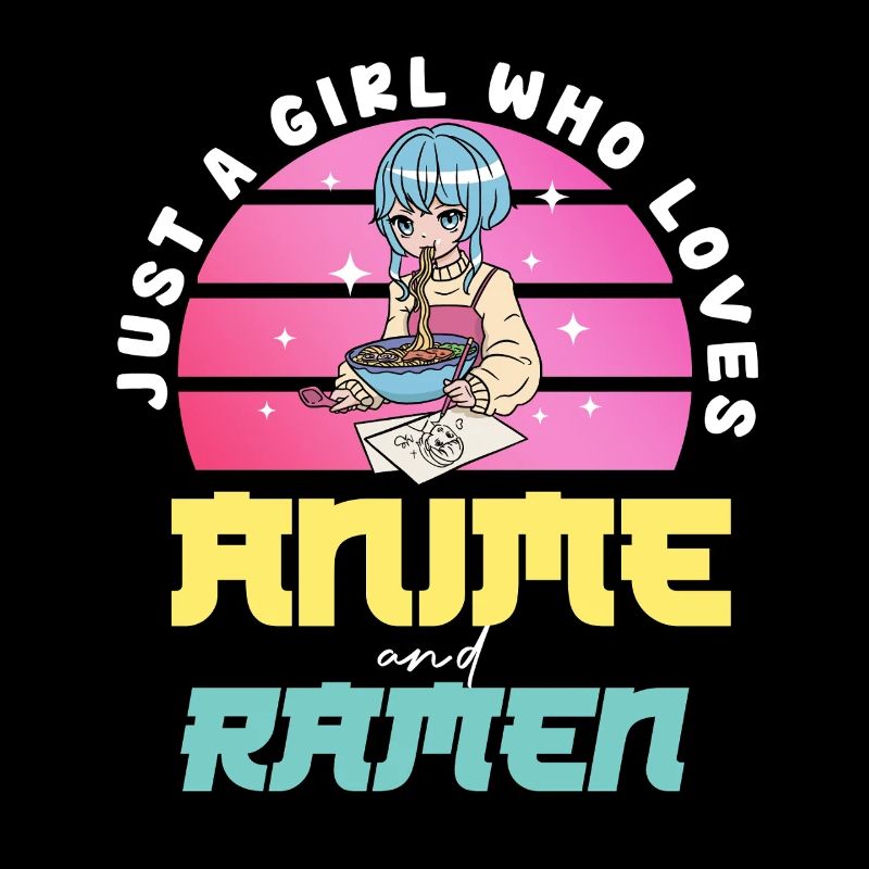 Anime Liebe Mädchen isst Ramen
