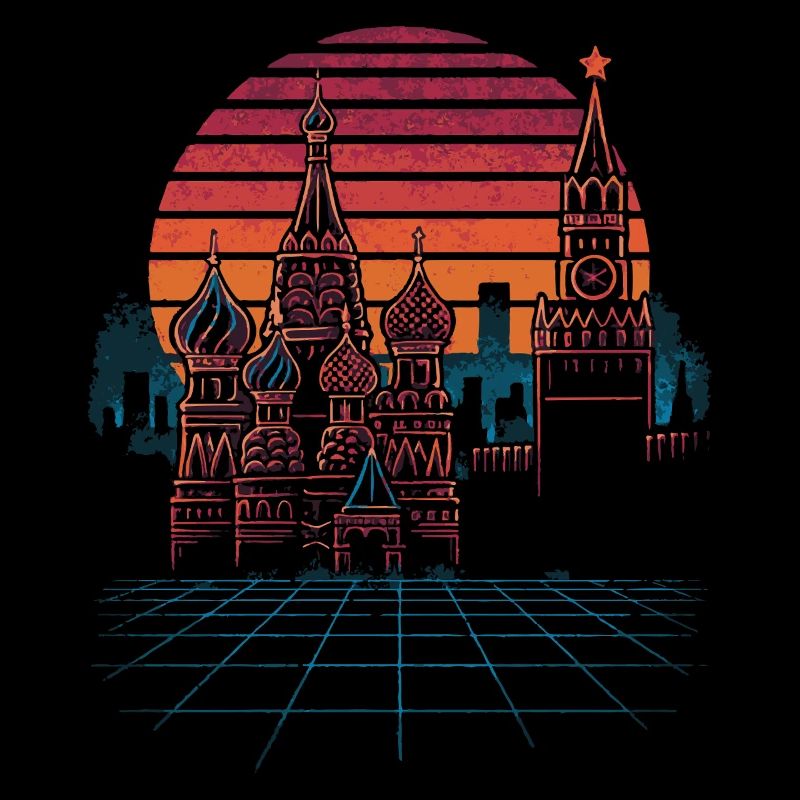 Neon Moscow Skyline Retro
