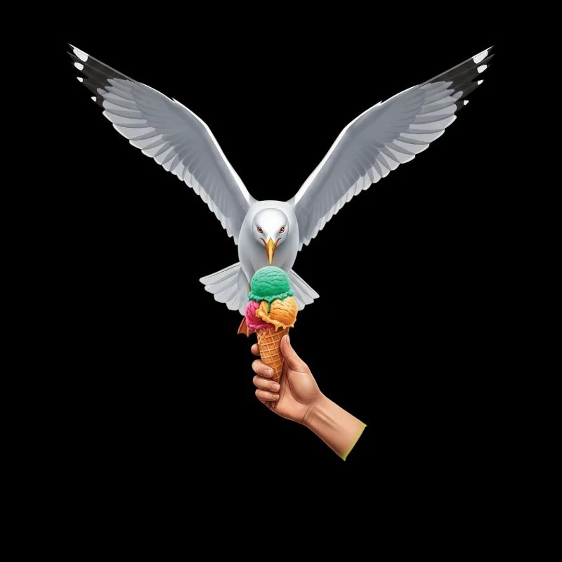 Lustige Möwe Stiehlt Eiscreme