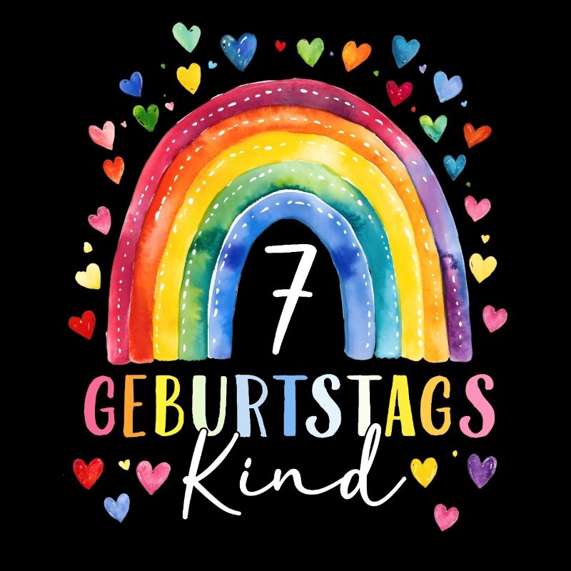 Geburtstag 7 Mädchen Regenbogen Sieben Jahre alt 
