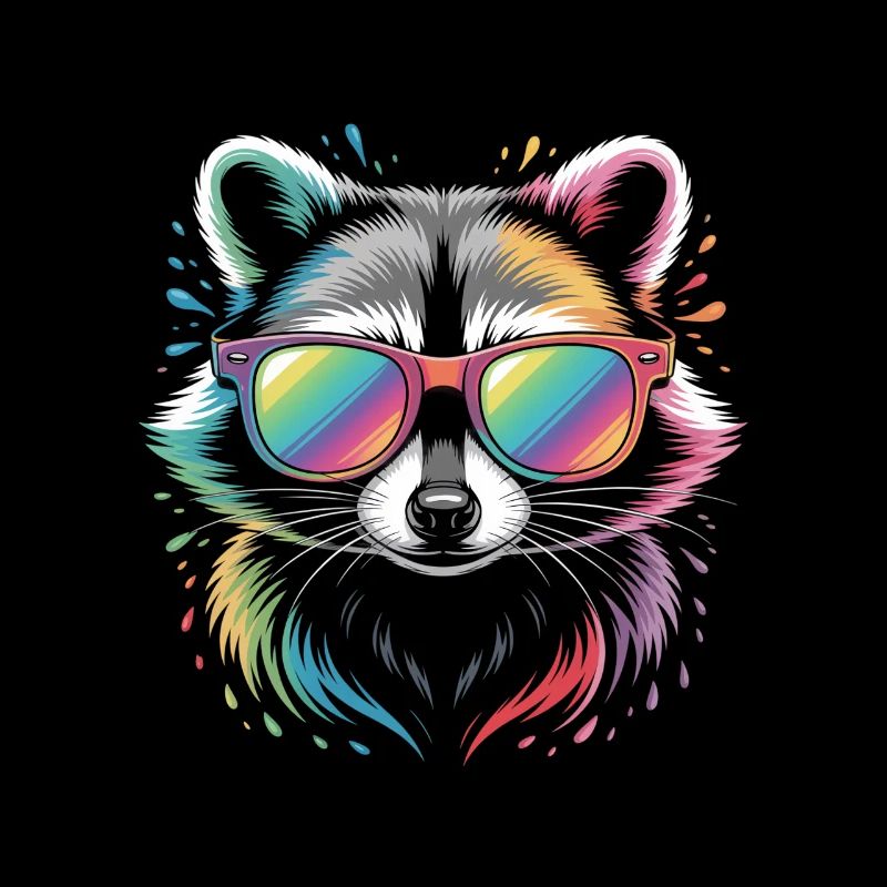 Bunter Waschbär Wasserfarben Spritzer
