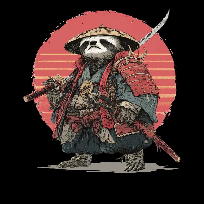 Trägheit Samurai in roter Sonnenuntergangsrüstung