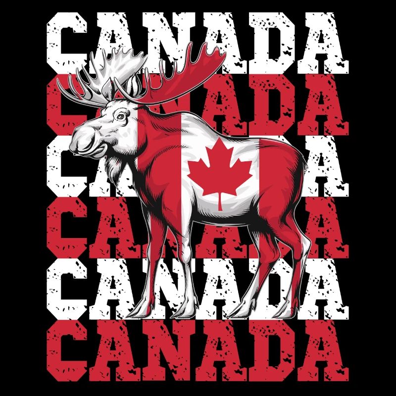 Canadian Moose with Maple Leaf Flag