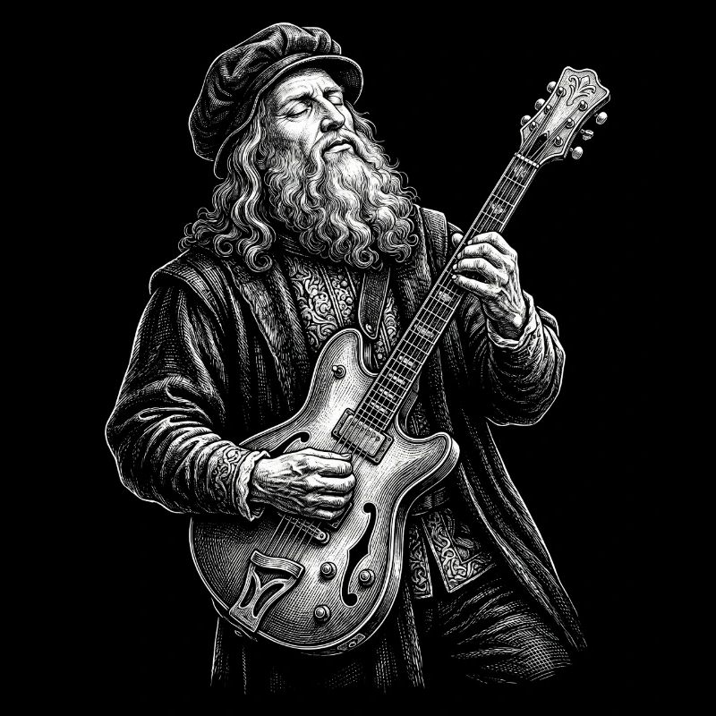Leonardo Da Vinci joue de la guitare