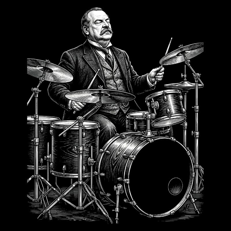 Grover Cleveland plays drums