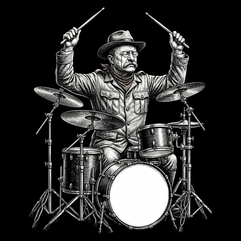 Theodore Roosevelt joue de la batterie
