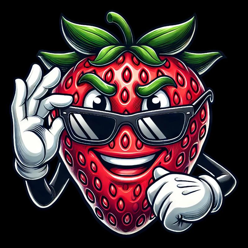 Cool fraise fruit bande dessinée avec lunettes de soleil