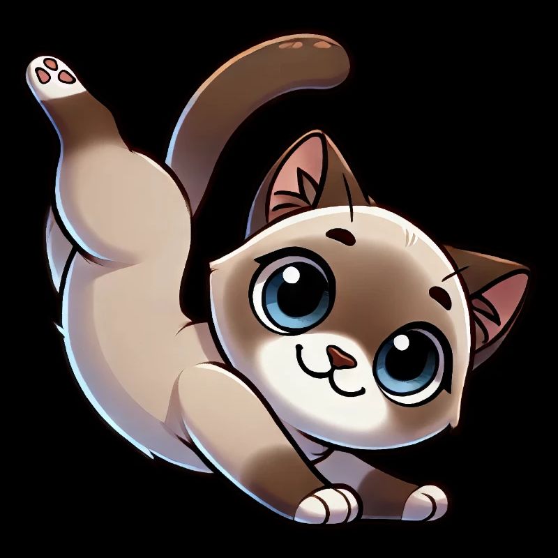 Chat siamois mignon équilibre sur les mains Breakdance dessin animé
