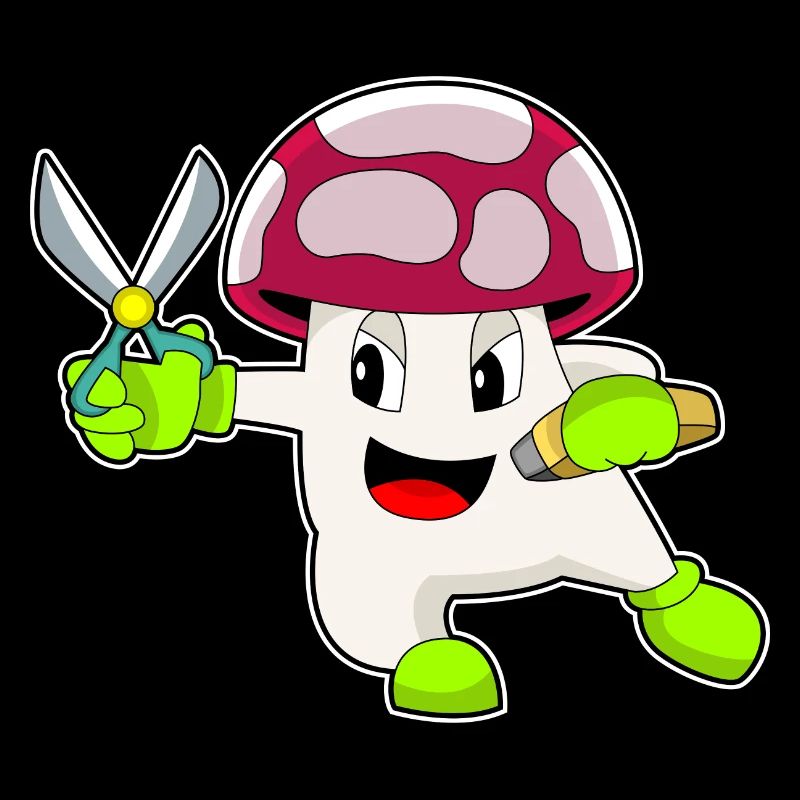 Ciseaux de coiffeur aux champignons