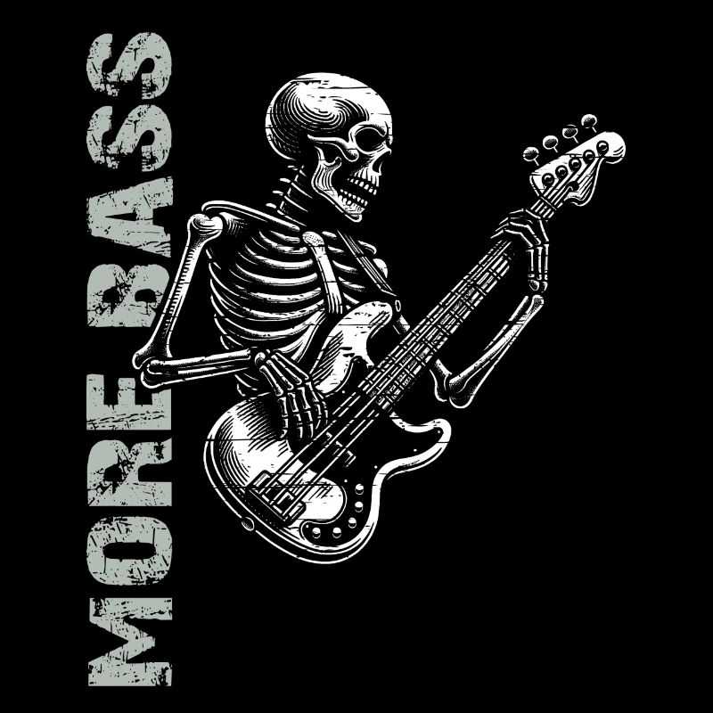 Crâne de squelette avec guitare basse et basse Saying More