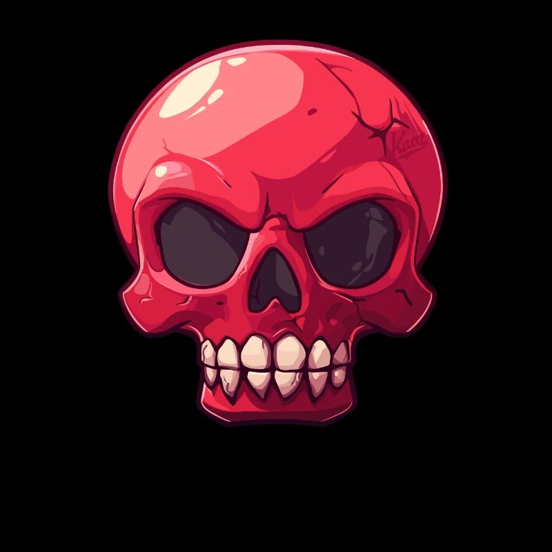 Crâne de dessin animé rouge sarcastique