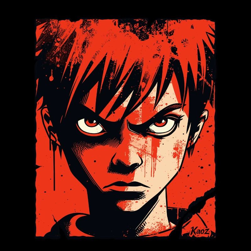 Wütender Junge im roten Comic-Stil