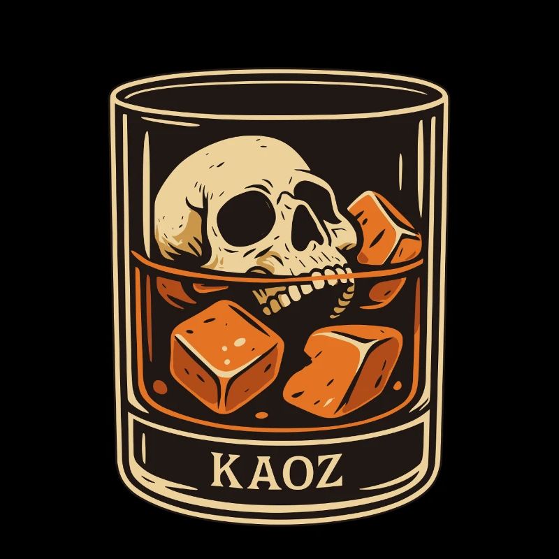 Crâne dans un verre avec des glaçons