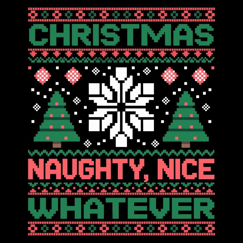 Christmas Pixel Sweat Naughty Nice Whatever