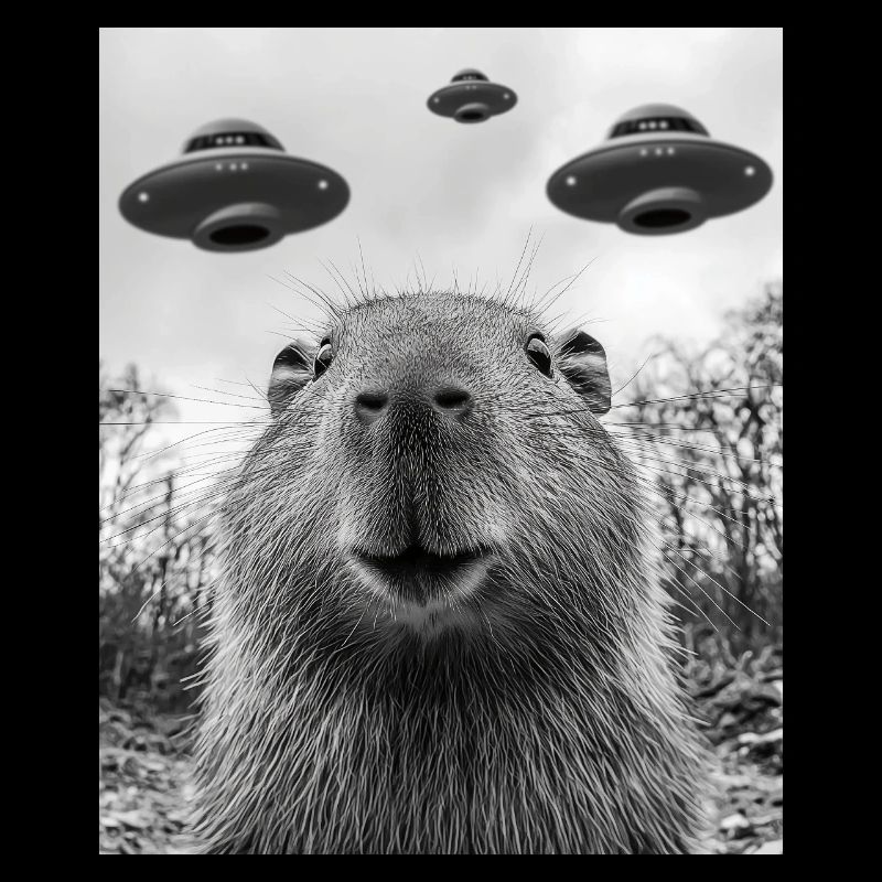 Selfie de capybara avec OVNI