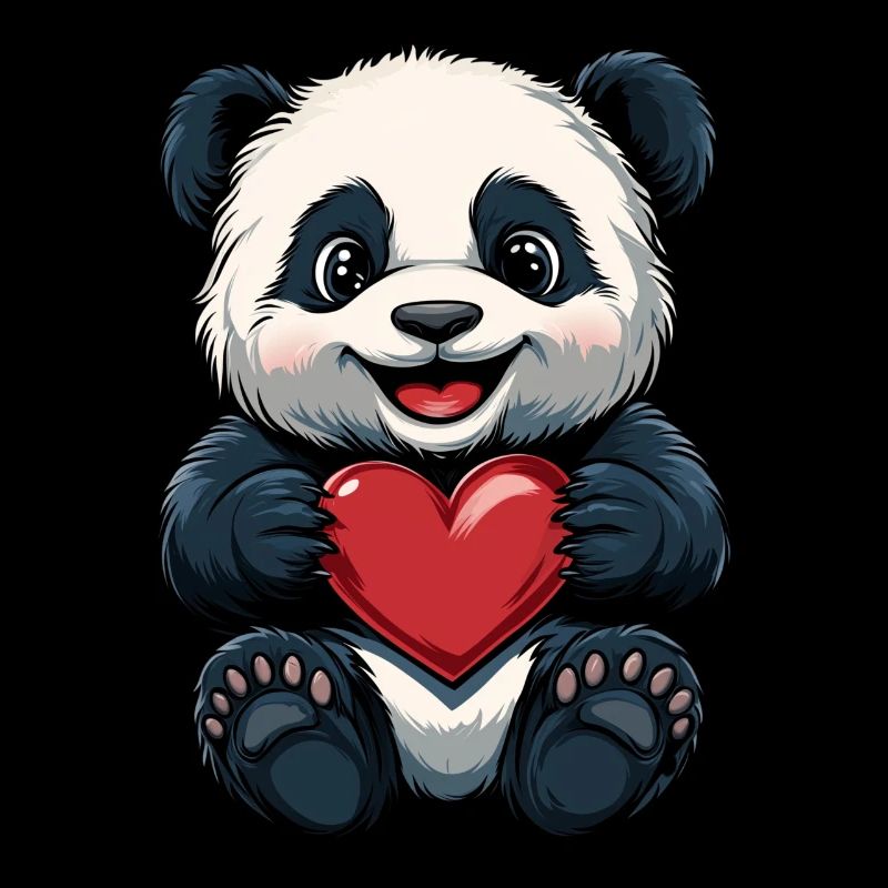 Cute Panda with Heart - Love Design