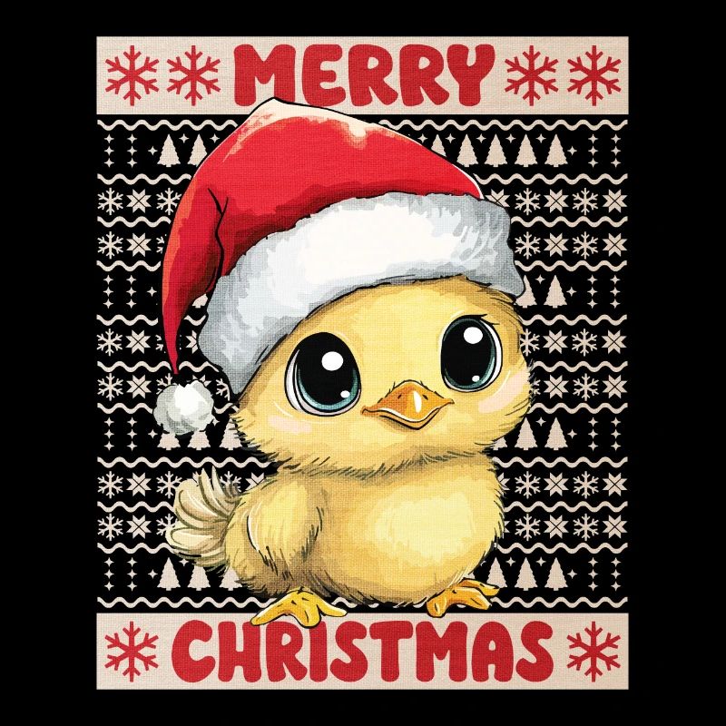 Poulet poussin moche Noël Noël mignon