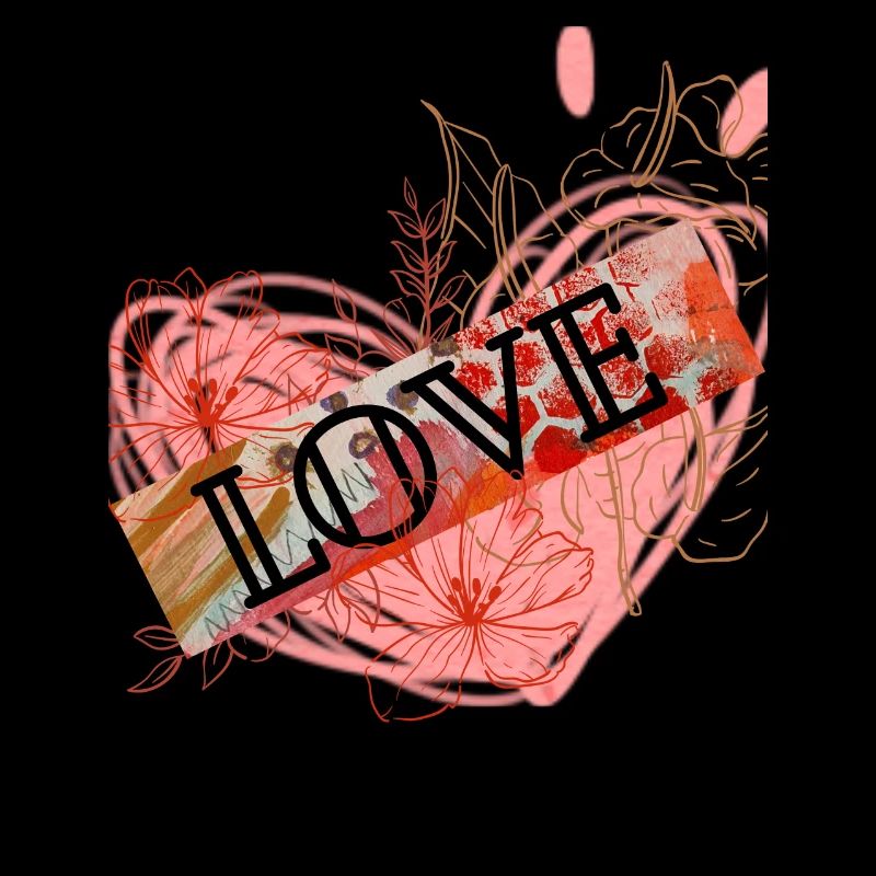 Herz mit Blumen und Liebesbotschaft