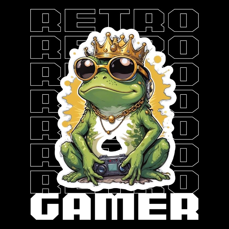 Retro Gamer Frog with Controller Console Games