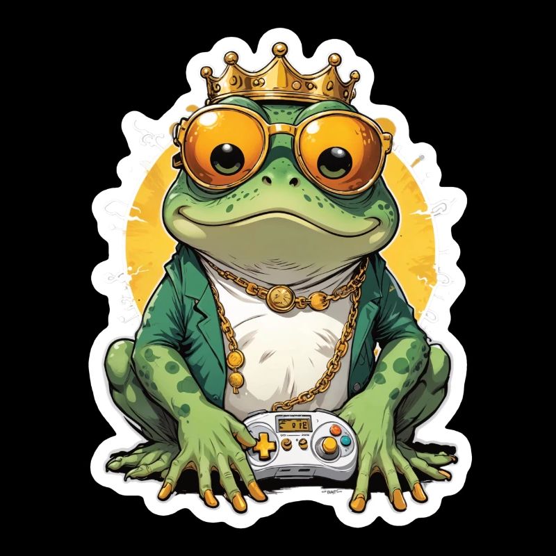 Retro Gamer Frosch mit Controller Konsolenspiele