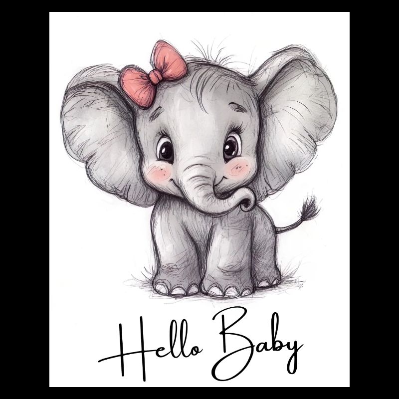 Éléphant « Hello Baby » - Design de bébé mignon