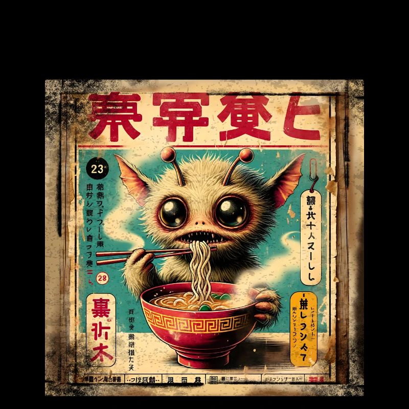 Alien Ramen Grunge Poster Style