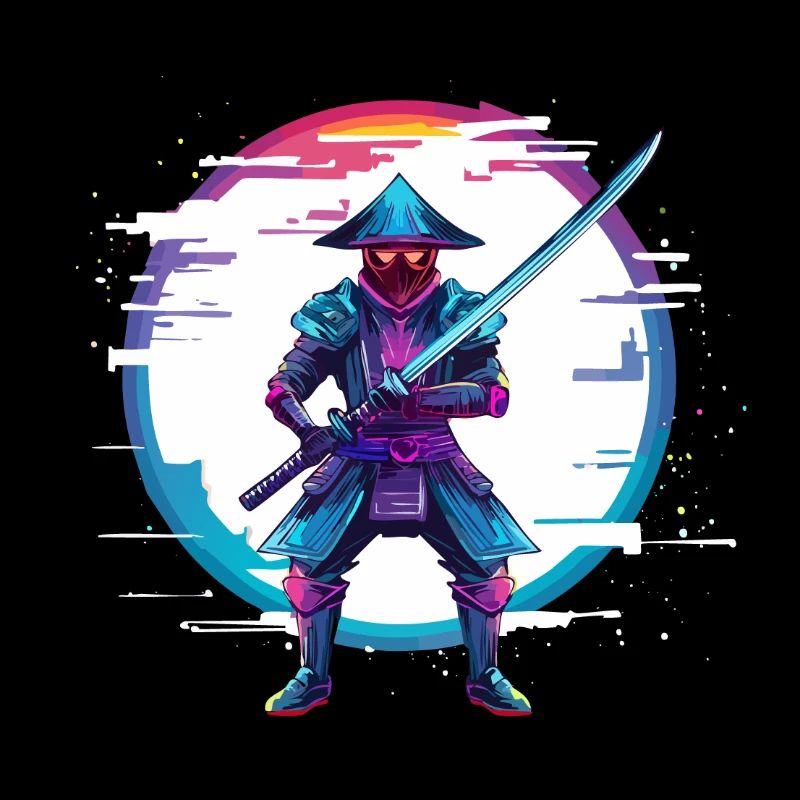 Cyberpunk Glitch Samurai
