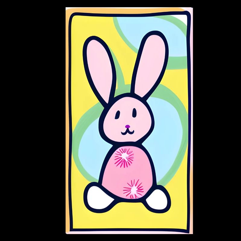 Pastel Bunny Easter Bunny on Yellow Background