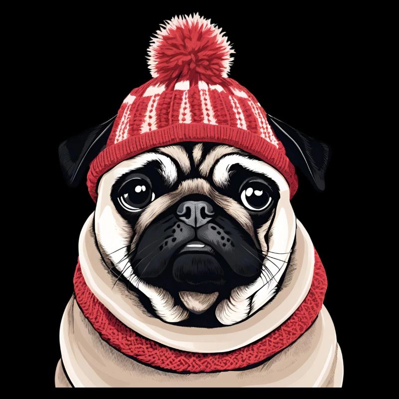 Mops mit Mütze