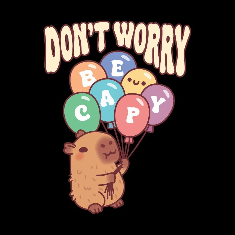 Niedliche Kapybara mit Luftballons, keine Sorge, sei kapi.