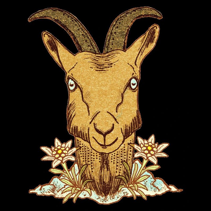Vintage Steinbock mit Blumen