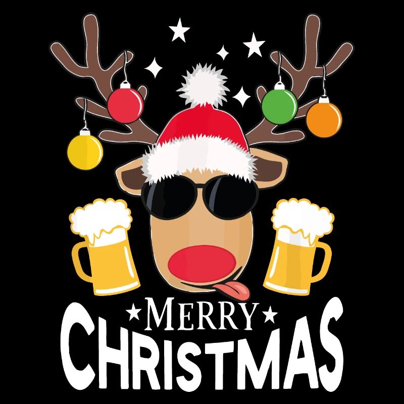 Christmas Rennes Drinking Beer Merry Christmas