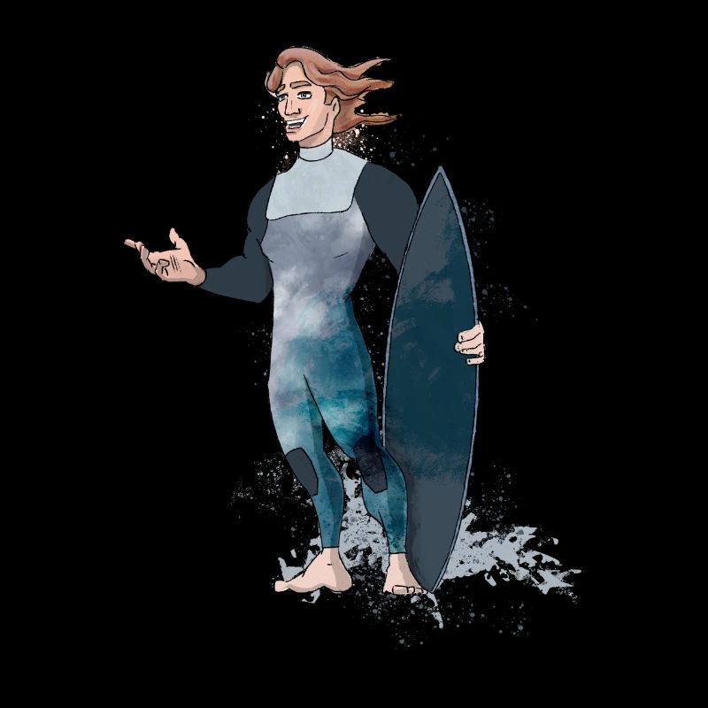 Grungy Surfer Illustration avec planche de surf