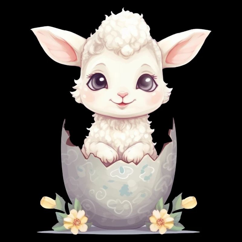 sweet lamb in eggshell - Adorable