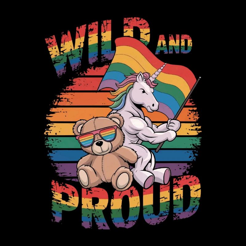 Teddybär und Einhorn LGBTQ Regenbogenfahne