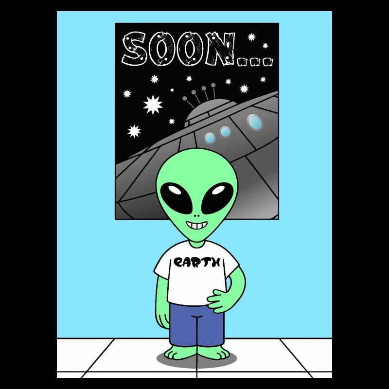 Alien devant le vaisseau spatial Terre