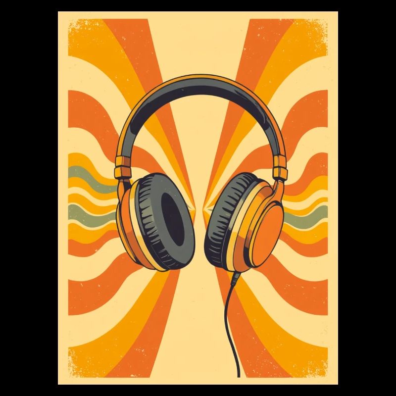 Warme Retro-Kopfhörer mit groovy Circular Vibrati